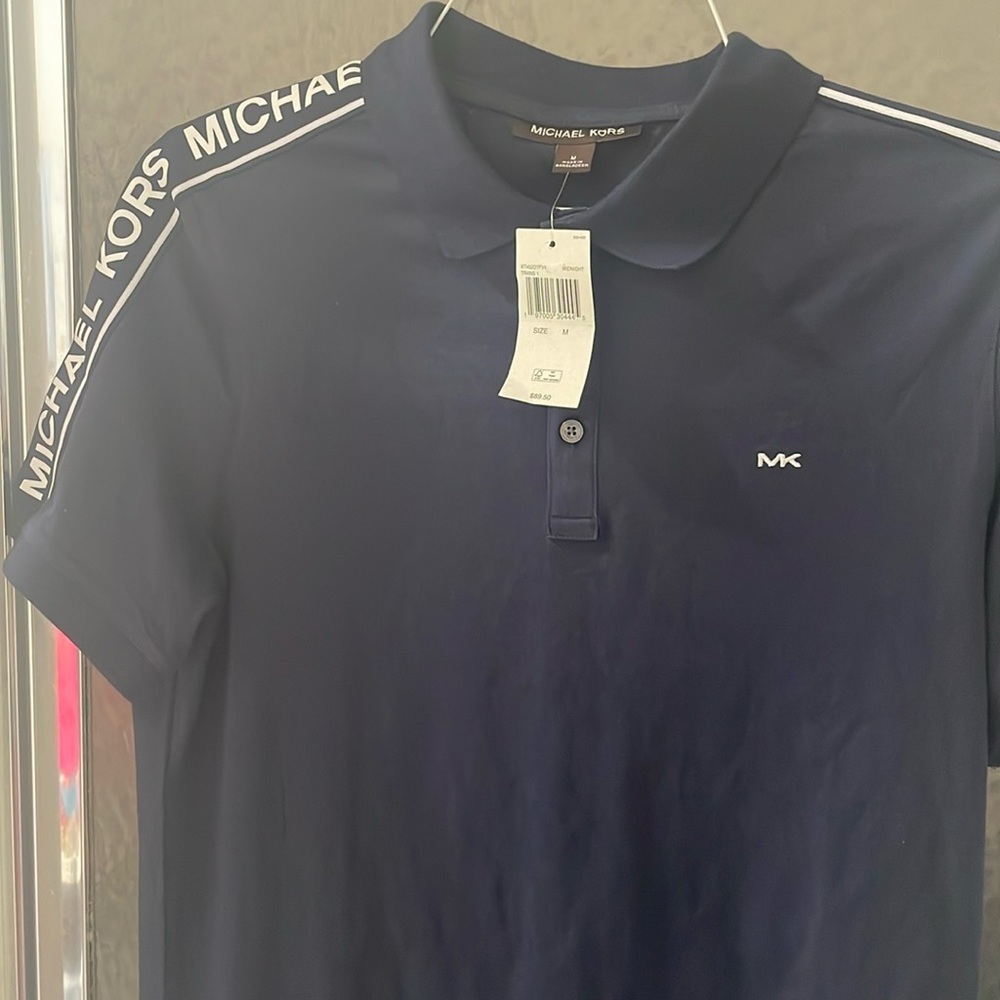 Michael Kors Polo Collared Navy blue/white Shirt